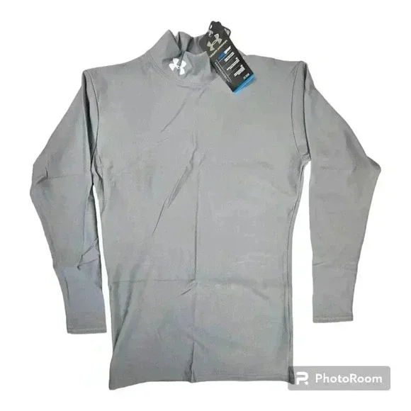 UNDER ARMOUR COLDGEAR COMPRESSION MOCK LS SHIRT GRAY STYLE# 1000512 NWT LARGE - Picture 1 of 8